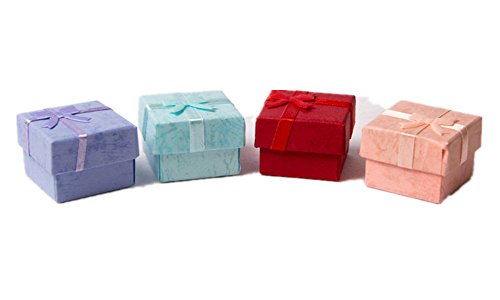 SDBING 24Pcs Cutely Small Gift Box for Ring Earrings Jewelry Hard Boxes 4x4 cm Random Color