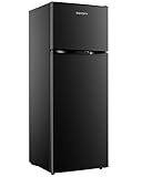 EUHOMY 7.4 Cu.Ft. Refrigerator with Freezer, 2 Door Fridge, Adjustable Thermostat，Large Capacity, Refrigerator for Kitchen/Dorm/Office/Apartment - Food Storage or Cooling drinks, Black