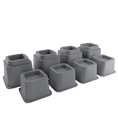 Home Intuition Heavy Duty Adjustable Bed Risers Furniture Riser 3, 5 Or 8-Inch, 4 Pack, 8-Piece Set (Grey) #TOP2
