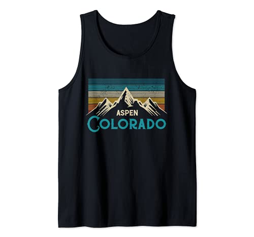 Aspen Colorado Vintage Mountains Ski Ski Ski Souvenir Regalo Camiseta sin Mangas