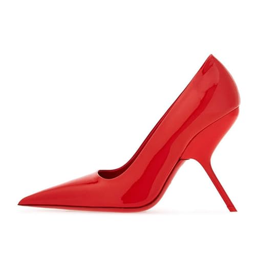 Sexy Women's Elegant Strange Style Heel Pumps, Large Size Fashion Ponited Toe High Heels for Party, Banquet and Fashion Show,10,Red2