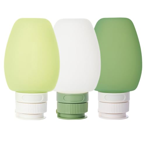 Botellas de viaje de 3 piezas: botellas de silicona ABS, tubos portátiles de comida para mascotas, kit de almacenamiento de artículos de tocador | Contenedores de líquidos compactos y reutilizables, c