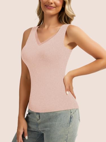Zeecaro Women Sleeveless Thermal Tank Top Cold Weather Warm Camisole V Neck - image 3