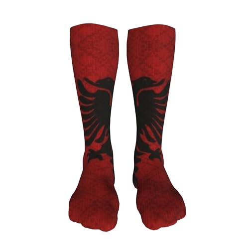 SMAZDFXX Chaussettes de compression au-dessus du genou avec drapeau grunge de l'Albanie, chaussettes longues pour femmes et hommes, sport en plein air