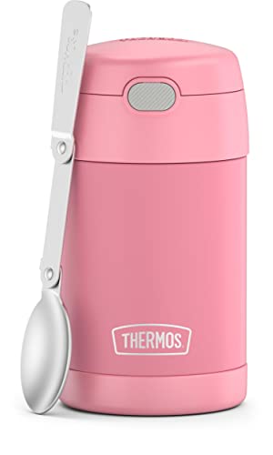Image of THERMOS FUNTAINER 16 Ounce Stainless Steel Vacuum Insulated Food Jar with Spoon, Pink