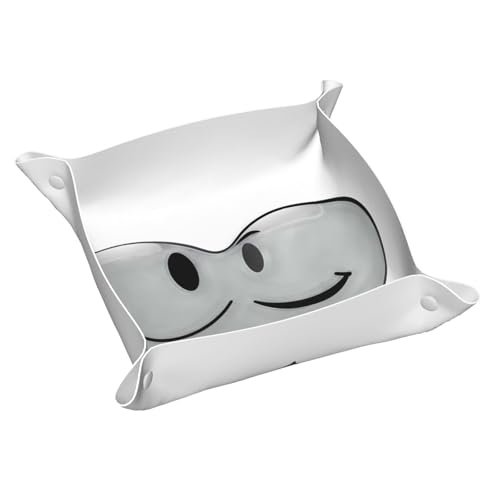 Llkgot Bandeja de almacenamiento de cuero con impresión de emoticonos de Sad Love, bandeja de cuero de doble cara de PVC de doble cara para un almacenamiento y organización cómodos