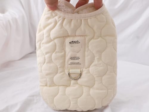 かわいい 犬服 Tシャツ 春秋冬 ペット服 ベスト ダウン 裏起毛 厚い ドッグウェア パーカー 防寒 暖かい 小中型犬 猫 洋服 ボタンタイプ 軽量 着脱簡単 ?外 お散歩 (ベージュ,M)