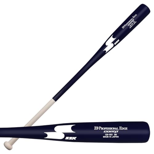 SSK Z9 Professional Edge Comp Coaches Wood Fungo Bat 33 35 37 - Baseball & Softball 22+ Colors - 60 Day Warranty (35 Natural/Navy/White)