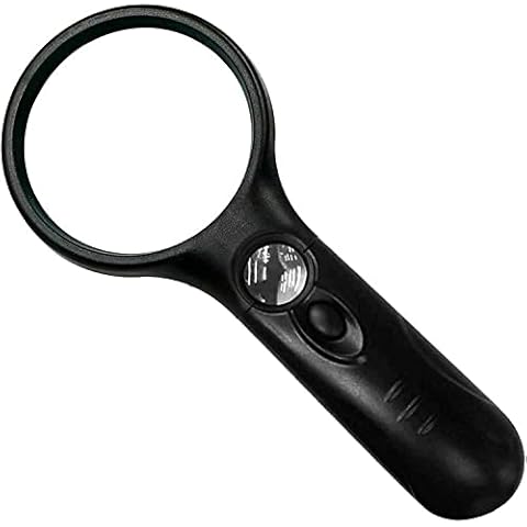 SIGMAPLUS Black Magnifying Glass with Light 3 Led Lights | 3x & 45x Magnification | Illuminated Magnifier for Exploring, Jewellery, Coins, Newspapers, Inspection | 3 x AAA Batteries (Not Included) Cover