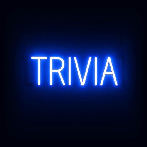 Image of SpellBrite LED Neon TRIVIA Sign for Business - Blue, 20 inch x 6 inch | Ultra-Bright Click-Together Signage for Bars & Restaurants, with Visibility from 500 ft - 8 Animations, 6 Brightness Levels