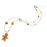 Portabilité quotidienne: la conception polyvalente de la chaîne de clavicule rend ce collier adapté à un usage quotidien et aux occasions spéciales, s'intégrant parfaitement à n'importe quelle garde-robe, breloques pendentif bonhomme en d'épice, collier festif