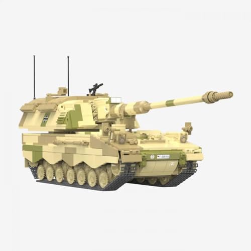 BlueBrixx Pro 108944 Panzerhaubitze 2000 Wüstentarn aus Klemmbausteinen mit 1385 Bauelementen
