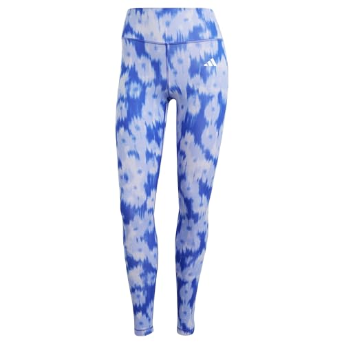 adidas Women's Mallas Optime Essentials Allover Print Flower Tie-Dye, Semi Lucid Blue, L