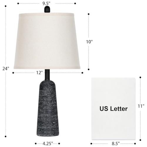 Rinweey 24" Modern Faux Stone Table Lamps Set of 2 for Bedroom Living Room - image 2