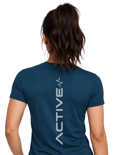 Image of 3Colors Women's Active Dry Fit Sports Active T-Shirt | Quick Dry Gym Workout Tee | Athletic Running Training Top-Active Signal