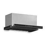 Klarstein Velaire Campana Extractora Integrada 60cm, 896 m³/h, Clase A++, Motor Silencioso, Control Táctil, LED, Filtros de Carbón, Campana Telescópica para Cocina Moderna, Negro