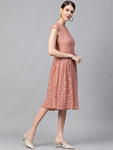 Image of pluss Women Pink Solid Dress (LDR8223-ONIONPINK)
