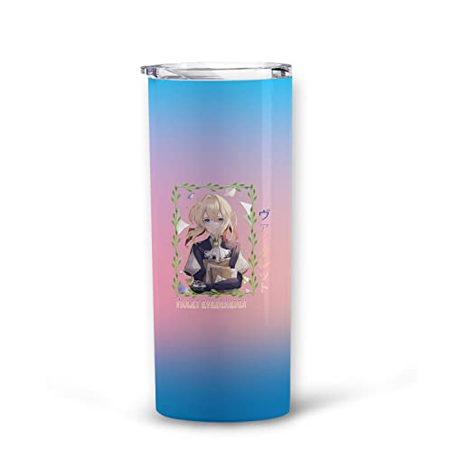 Violet Anime Manga Tumbler Evergarden Light Novel Merch Stainless Steel Double Wall Tumbler Mutiple Sizes Two-Sided Printing for Coffee Tea - 013