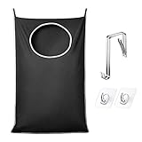 KEEPJOY XL Black Door Hanging Laundry Hamper, 36.5' x 22.5' Large Capacity Hanging Hamper Bag with Large opening and Strong Hooks for All Family Laundry, Blankets, and Toys (Black,1-Pack)
