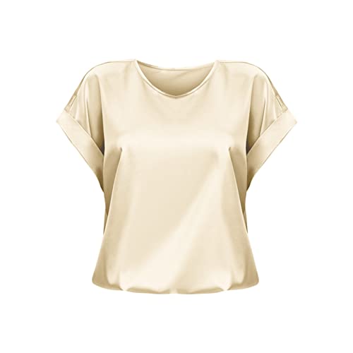 Satin-Bluse für Damen - Kurzarm, Rundhalsausschnitt, lockere Passform,...