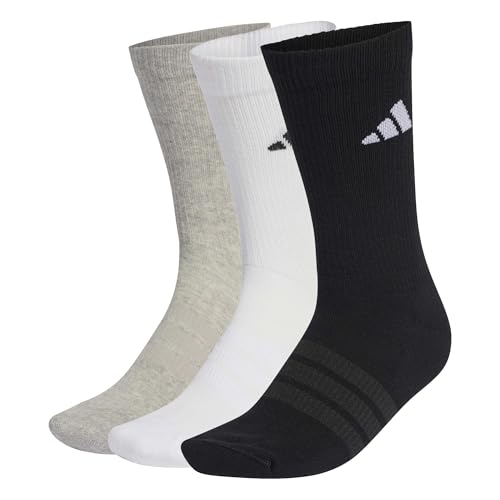adidas Mixte CUSHIONED SPORTSWEAR CREW SOCKS 3 PAIR PACK, medium grey heather/white/black, 45-48