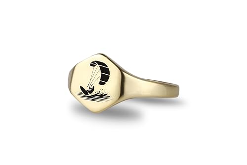 Bague Unisexe en Or Gravée Kitesurfing : bijou de surf hexagone