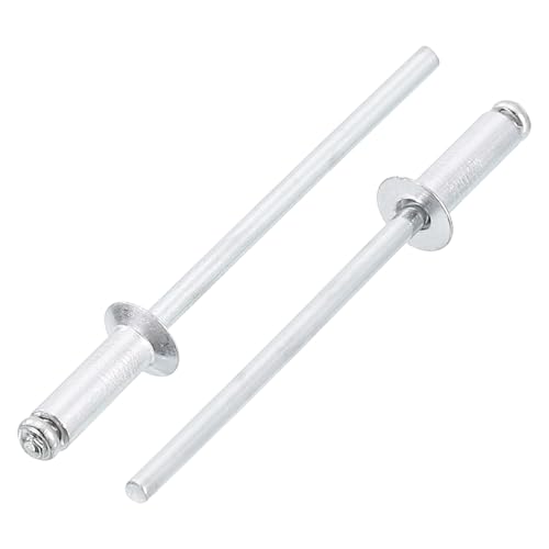 sourcing map 100Pcs 1/8x3/8 Aluminum Blind Rivets, Aluminum Grip and Steel Mandrel, Countersunk Head Long Split Rivets for Metal, Furniture, Automotive, Silver