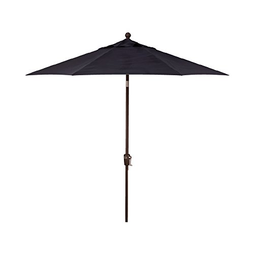 Treasure Garden Push Button Tilt Octagon Umbrella, 9ft - Outdoor Patio, Deck, Pool, Backyard Stand Alone Umbrella - Heavy Duty w/Bronze Frame & Obravia2 Fabric (Navy)