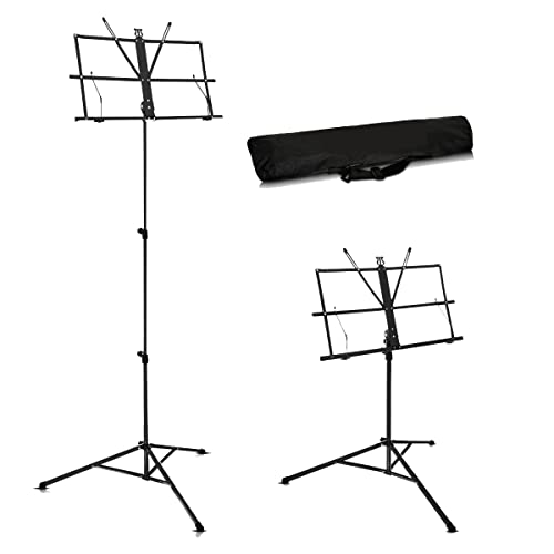 Sheet Music Stand Holder Foldable Music Stand Super Sturdy Adjustable Height Tripod Base Metal Music Stand With Carry Case Bag