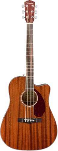 Image of Fender CD-140SCE All-Mahogany Dreadnought Cutaway Acoustic Electric Guitar, with 2-Year Warranty, Fishman Pickup and Preamp System, Natural, with Case | Solid Mahogany Top and Back and Sides, Fishman CD-1 Preamp with Tuner, Walnut Fingerboard, Hardshell Case Included