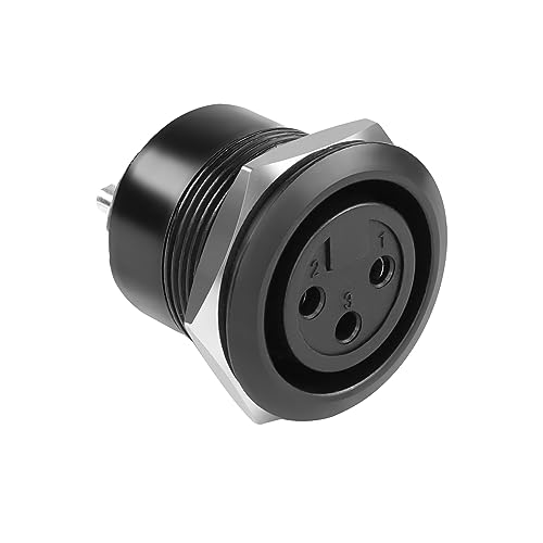 QIANRENON XLR Threaded Fixed Mount Adapter 3Pin XLR Female to Solder Terminal Round Connector XLR Soldered Audio Mount Jack, for Microphone Audio/Lighting (DMX) Devices, Black