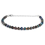 Vatslacreations Bracciale in Opale Nero Etiope e Occhio di Tigre – Perle Faccettate Opale Welo – Gioiello Energetico Curativo Fatto a Mano – Argento Sterling 925 – Bracciale Spirituale