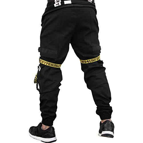 Calça Jogger Preta Masculina New Combat Tracks AMARELA (44, Preto)