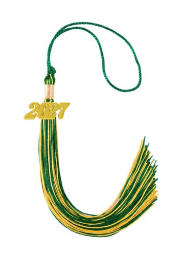 Image of Green and Gold Graduation Tassel 2027 for Grad Cap