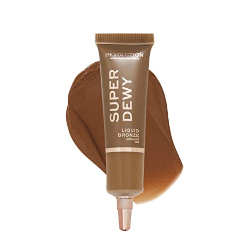 Image of Makeup Revolution- Superdewy Liquid Bronzer-Medium To Tan (Warm Skin Tones) | Dewy & Creamy Formula | Super Pigmented | Long Lasting | Seamless Blending | Vegan & Cruelty Free - 15 ml