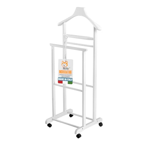 AKITAInk Indossatore Appendiabiti Da Camera, Ambrogio - Servo Muto in Legno di Faggio Made in Italy: Eleganza e Funzionalità per la Tua Camera (BIANCO)