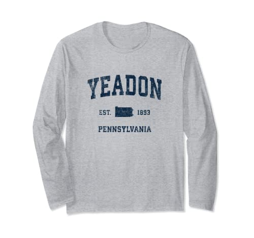 Yeadon Pennsylvania PA Diseño deportivo vintage estampado azul marino Manga Larga