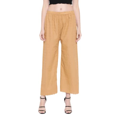 Image of Vastraa Fusion Women's Regular Fit Cotton Chikan Palazzo
