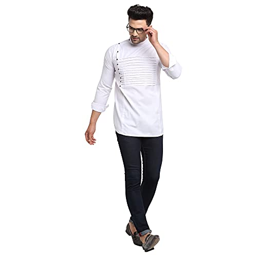 Image of SAIFOO Men's Rich Cotton Blind Short Kurta
