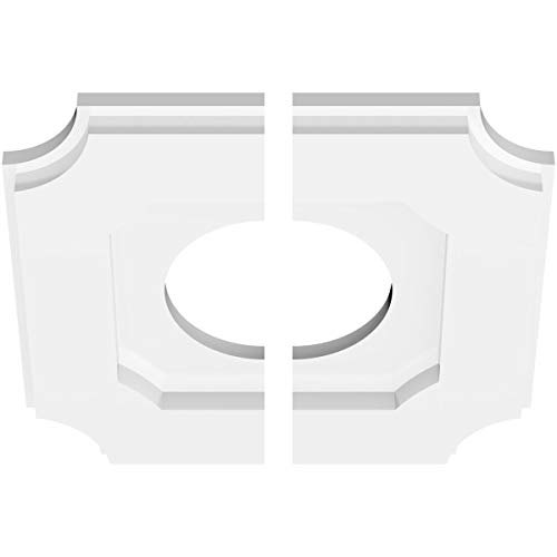 Image of Ekena Millwork CMP10LE2-04000 Locke Architectural Grade PVC Contemporary, Two Piece Urethane Ceiling Medallions 10 inchOD x 4 inchID x 6 inchC x 1 inchP