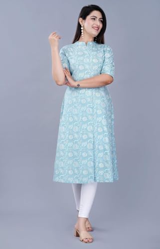 Image of Women Printed Collar Neck Half Sleeve Regular Fit Formal Kurti for Women's