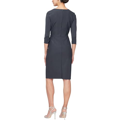 Image of Alex Evenings Women's Slimming Short Sheath 3 /4 Sleeve Cocktail Dress, Wedding Guest