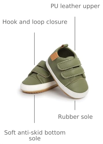 Image of SOFMUO Baby Boys Girls High Top Ankle PU Leather Sneakers Soft Rubber Sole Infant Moccasins Newborn Oxford Loafers Anti-Slip Toddler Wedding Uniform Dress Shoes