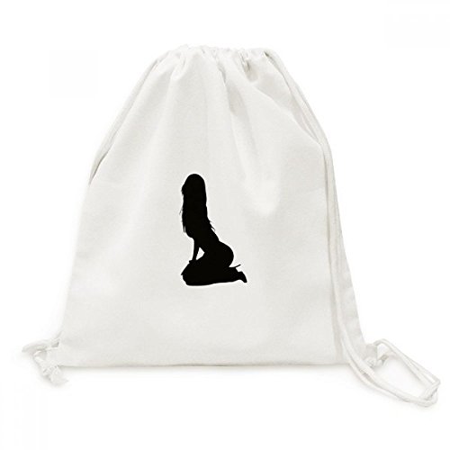 Voyage sacs à dos en toile avec cordon de serrage et motif imprimé silhouette femme