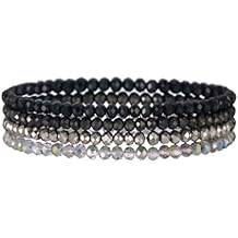 Boho Colorful Stackable Crystal Glass Beads Stretch Bracelets Multilayered Bracelets for Women Bohemian Jewelry