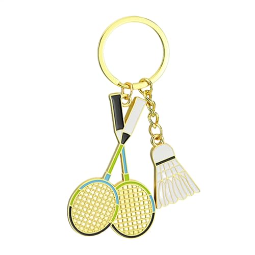 Colgante de bádminton de metal – Llavero de metal de bádminton | bádminton para llaves del hogar | Ball Sports Souvenirs Mochila para viajar | Trabajo | Escuela Bádminton Ball Colgante Llavero