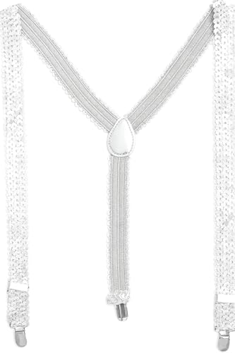TrendandStylez Pailletten Hosenträger für Herren & Damen – Verstellbare Glitzer Hosenträger für Karneval, 20er Jahre & Mottoparty, das funkelnde Accessoire für dein Kostüm in vielen Farben (Silber)