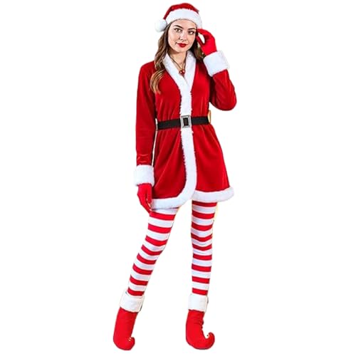 Tenue de Père Noël femme avec chapeau et gants pour fête de Noël