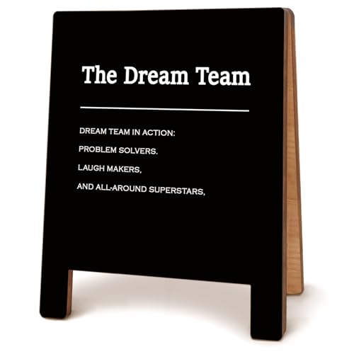 CFFJLHN Dream Team Office Desk Accessories, Wooden Plaque Sign, Office Decor Desk Accessories Wooden Sign, Cool Gifts for Co Workers, Funny Office Decor for Women