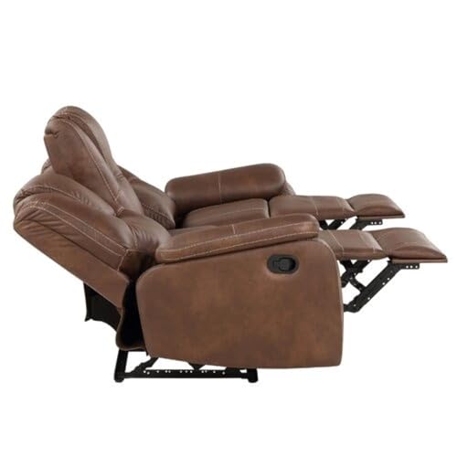 Image of Torque - Alfex 3 Seater Leatherette Manual Recliner | Recliner Sofa /Chair for Living Room, Bedroom, Office | 1 Year Warranty - Brown